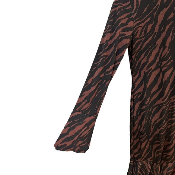 NWT‎ Downeast Dress Animal Print Brown Black Ruffle Hem Return to the Wild M - Picture 3 of 7